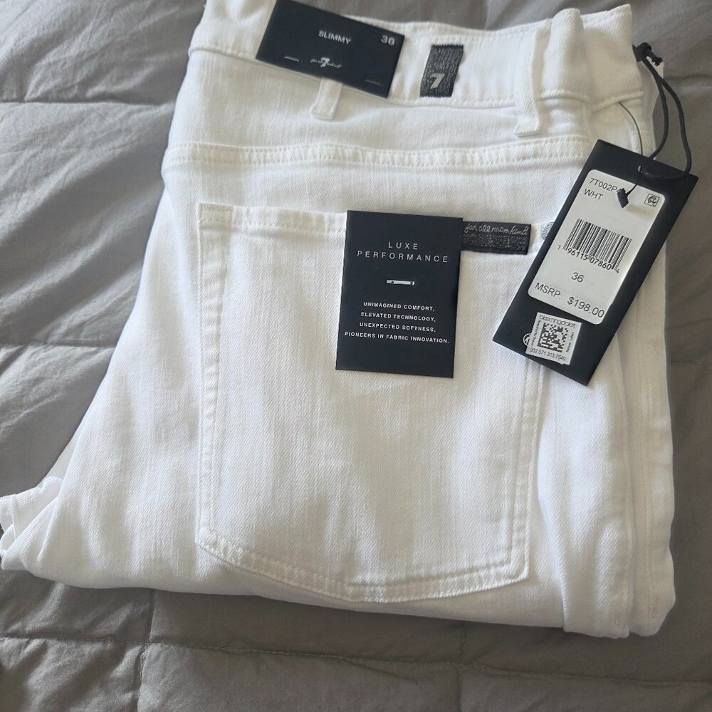 Mens 7 For All Mankind Slimmy Luxe Performance Jeans Size 36 White